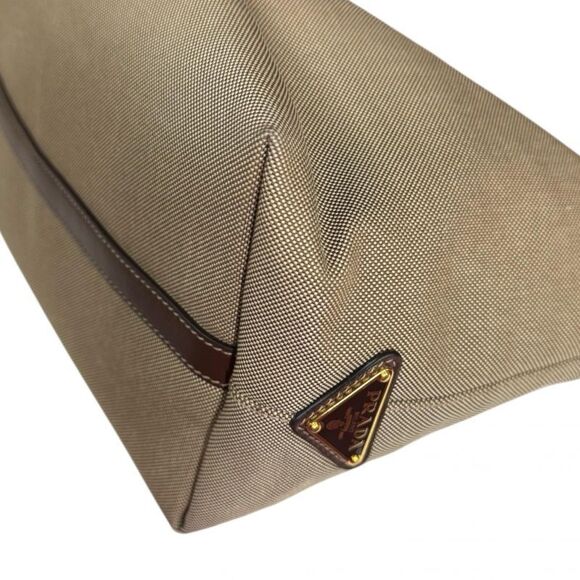 Prada Logo Jacquard Tote Bag Canvas 1bg159 Beige Ladies Prada Used Prada - Picture 7 of 10